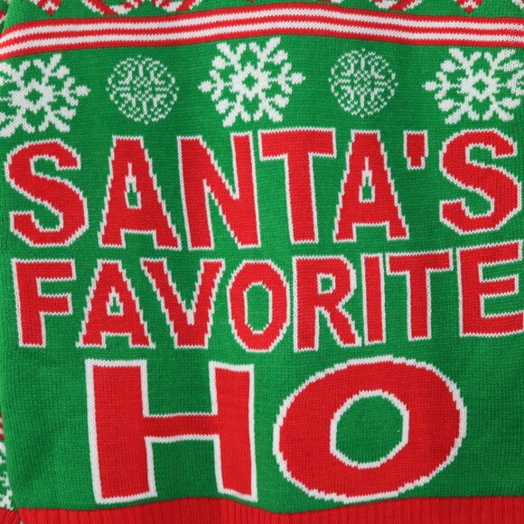FollowMe Ugly Christmas Sweater Santas Favorite Ho Green Red White - Picture 3 of 13
